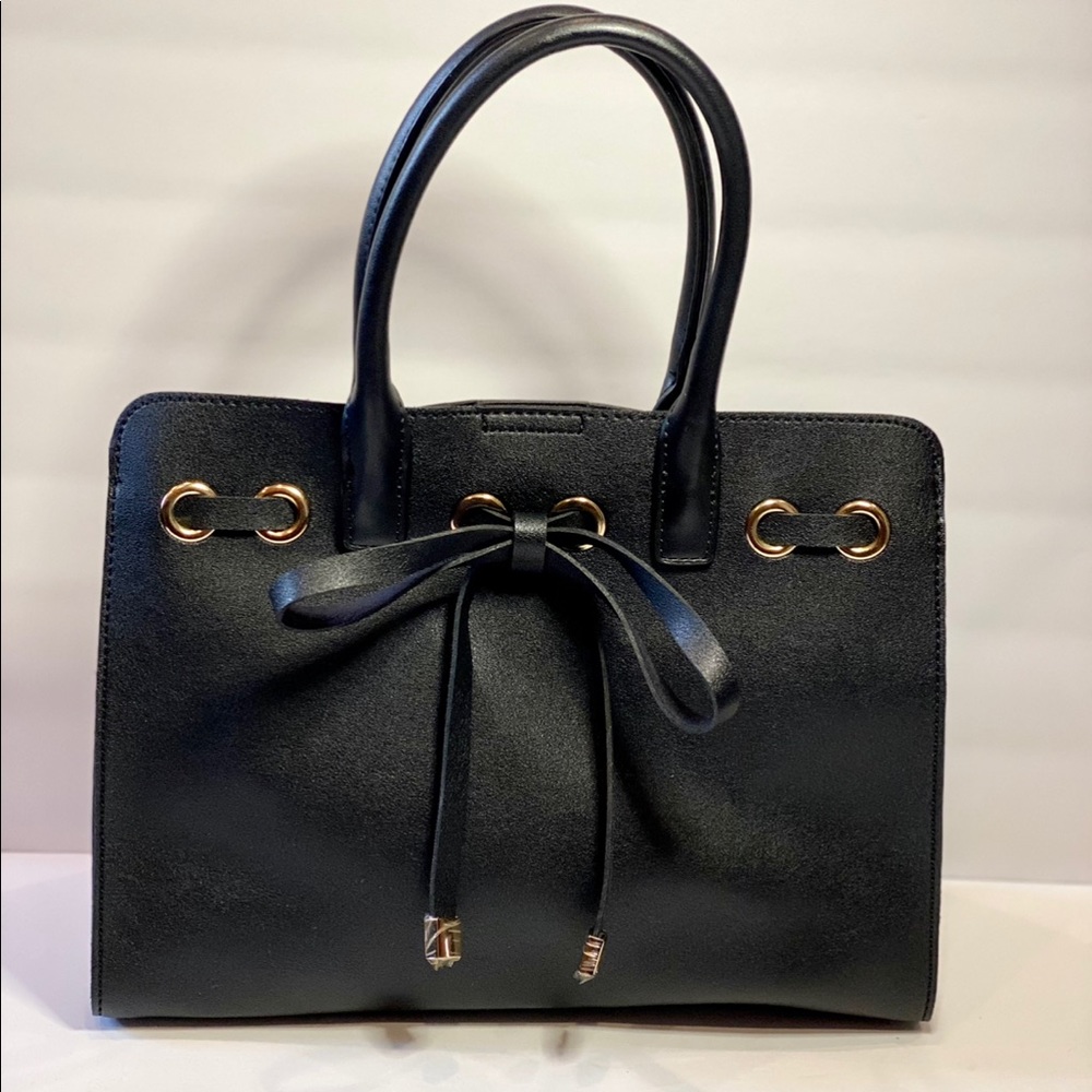 Kaari Blue Purse w/ Bow Detail, Vegan Leather